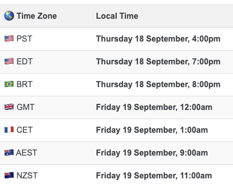 Winners announcement schedule